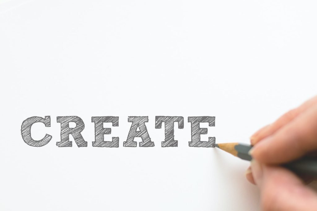 Writing "create" using a pencil