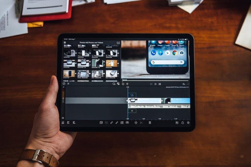 video editing tool on tablet