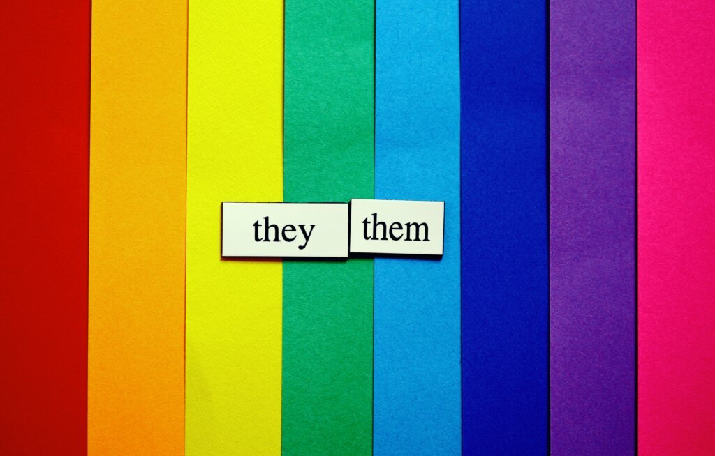 Pride colors and pronouns